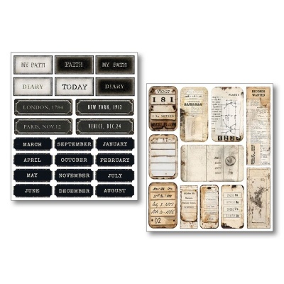 Etiquetas adesivas decorativas com textos e design vintage e preto