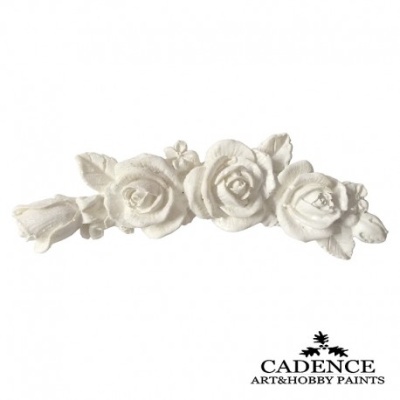 Ornamento decorativo branco em relevo com rosas e folhas, CADENCE ART&HOBBY PAINTS