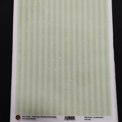 Folha de papel para decoupage com padrão de riscas verdes e brancas