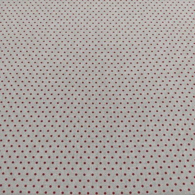 Tecido branco com pontos vermelhos pequenos e regulares