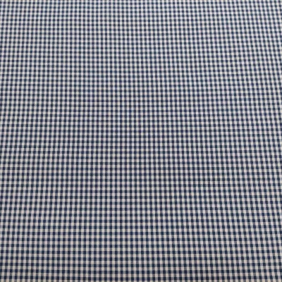 Tecido de algodão com padrão xadrez azul escuro e branco
