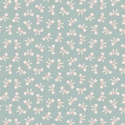 Padrão repetido de laços rosa claro em fundo azul esverdeado texturizado