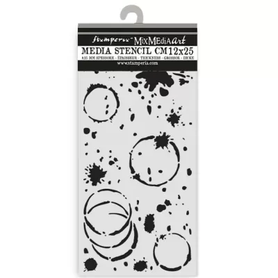 Stencil para arte com padrões de manchas e círculos pretos