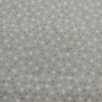 Tecido branco com padrão de pequenas flores azuis e cinza