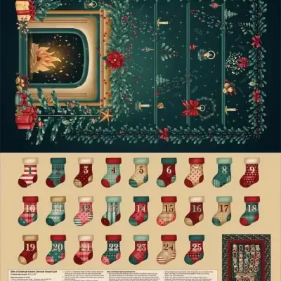 Calendário de advento com meias coloridas numeradas e decoração natalícia