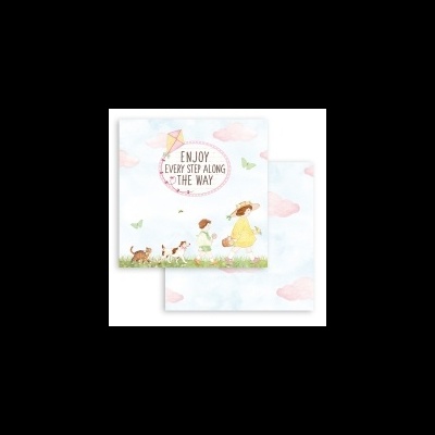 Folhas decorativas com ilustração infantil e frase em inglês