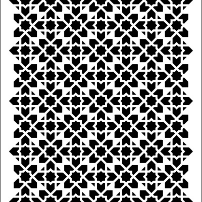 Stencil preto com padrão geométrico repetitivo e número 481