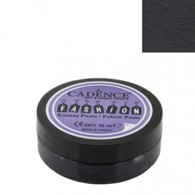 Pasta para tecido preta Cadence Fashion em pote redondo com rótulo roxo