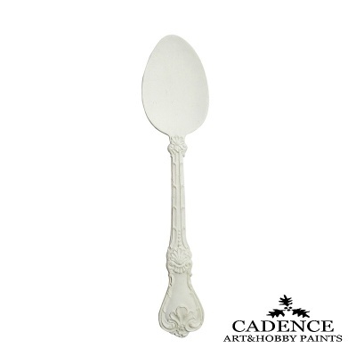 Colher decorativa branca com padrão clássico e logo CADENCE ART&HOBBY PAINTS