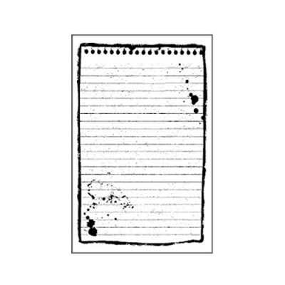 Folha de papel de caderno com manchas e linhas pretas