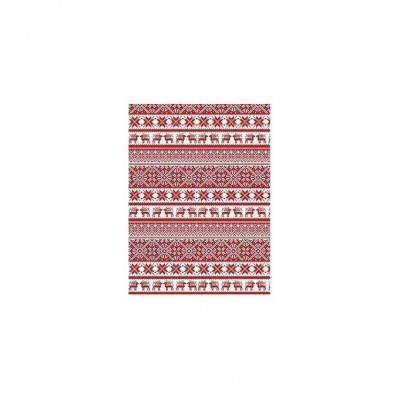 Tapete vermelho e branco com padrão étnico e renas