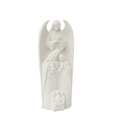 Estátua decorativa branca de presépio com anjo e figuras
