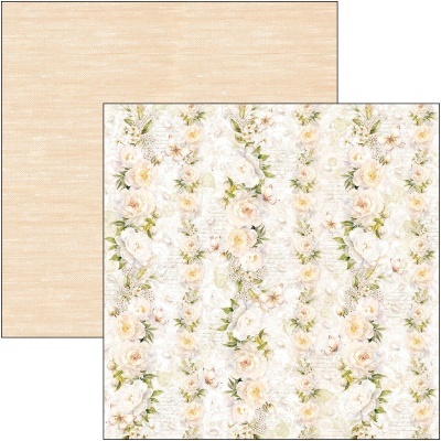 Papel decorativo dupla face com padrão floral e padrão listrado bege