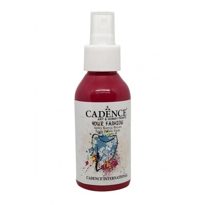 Frasco spray de tinta vermelho Cadence Your Fashion com rótulo branco e tampa branca