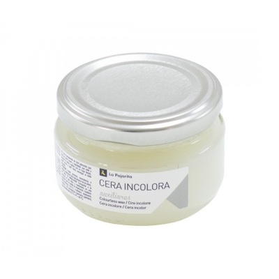 Frasco de cera incolora com tampa metálica prateada