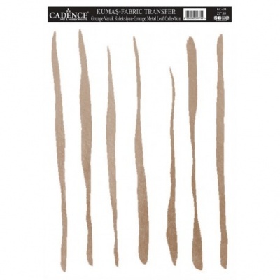 Transferência de tecido com padrão de linhas castanhas verticais irregulares.