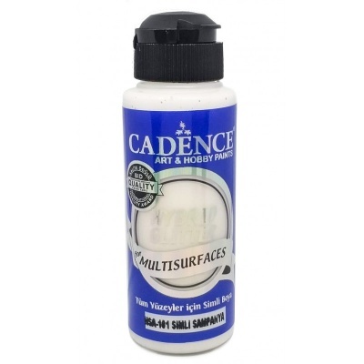 Frasco de tinta branca para várias superfícies CADENCE com tampa preta e rótulo azul