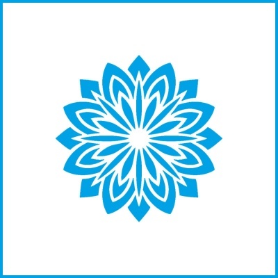 Padrão decorativo azul simétrico em fundo branco