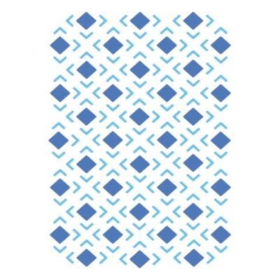 Padrão geométrico com losangos e linhas em azul sobre fundo branco
