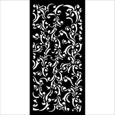 Painel decorativo negro com padrão floral branco recortado