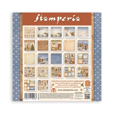 Conjunto de papéis de scrapbooking Stamperia com temas natalinos e de inverno