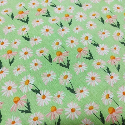 padrão de tecido com flores margaridas em verde claro