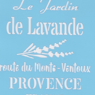 Stencil azul com texto e desenho de lavanda e embalagem preta com logo ATILA