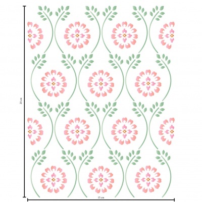 Papel de parede com padrão floral rosa e verde em fundo branco