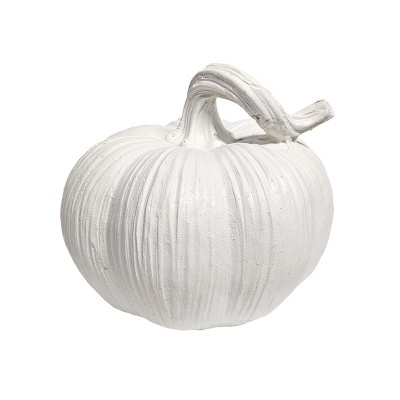 Abóbora decorativa branca com textura estriada