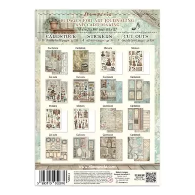 Embalagem de materiais para art journaling e criação de cartões com cardstock, autocolantes e recortes coloridos