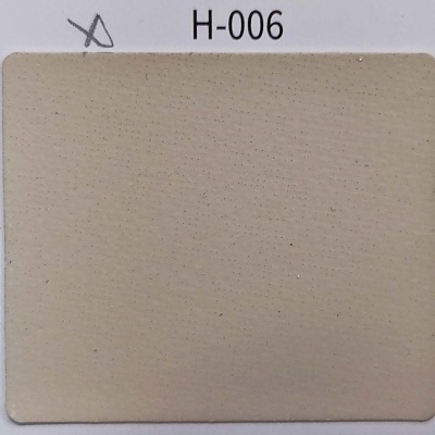 Amostra de tecido bege claro com código H-006 e texto DANTEL / OLD LACE