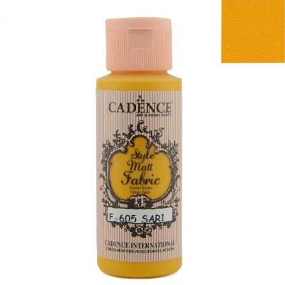 Frasco de tinta amarela fosca para tecido CADENCE com amostra de cor