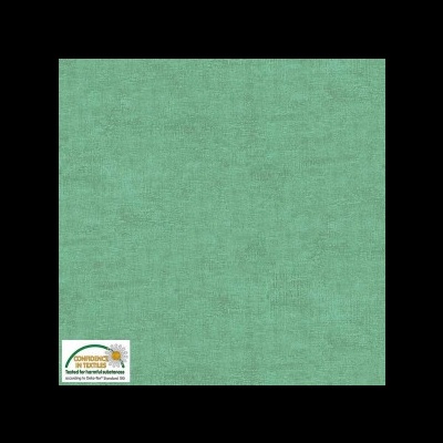 Tecido verde claro com selo de certificação