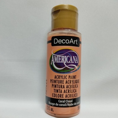 Frasco de tinta acrílica DecoArt Americana cor Coral Cloud com tampa dourada