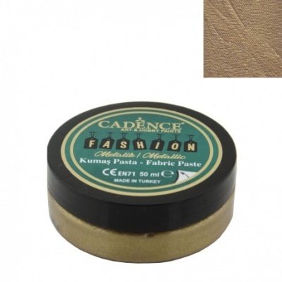 Pote de pasta para tecido metálica dourada da marca CADENCE com tampa preta