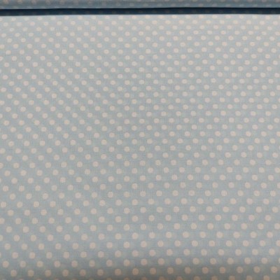 Tecido azul claro com pontos brancos