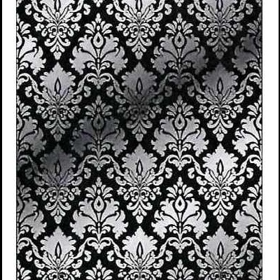 Papel de parede com padrão floral barroco cinza e preto