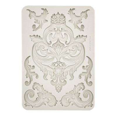 Molde de silicone branco com padrão ornamental em relevo