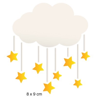 Decoração nuvem branca com estrelas amarelas penduradas