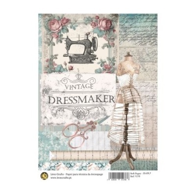 Papel decorativo vintage com motivos relacionados à costura