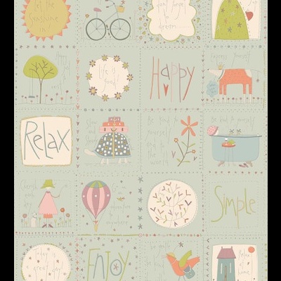 Padrão decorativo com ilustrações coloridas e textos inspiracionais em inglês