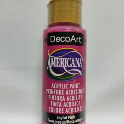 Frasco rosa de tinta acrílica DecoArt Americana com tampa amarela