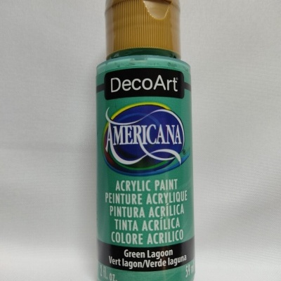 Frasco de tinta acrílica DecoArt Americana verde com tampa castanha