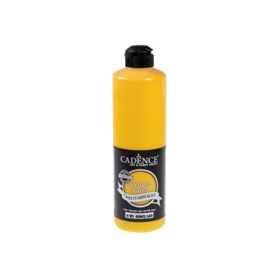 Frasco amarelo de tinta acrílica Cadence Hybrid Colour com tampa preta