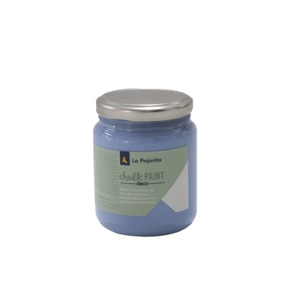 Frasco de tinta em pó La Pajarita Chalk Paint deco azul claro com tampa metálica prateada