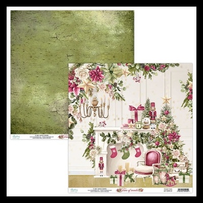 Folhas de papel decorativo natalício com padrões tradicionais de Natal.