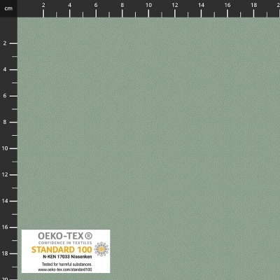 tecido verde-acinzentado com etiqueta OEKO-TEX STANDARD 100