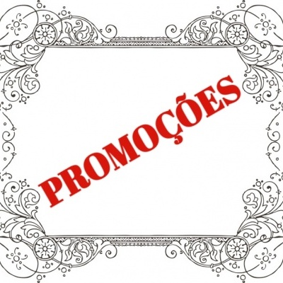 Moldura decorativa com a palavra PROMOÇÕES em vermelho no centro