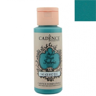 Tinta para tecido Cadence azul esverdeado com tampa rosa e rótulo branco