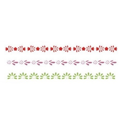 Padrões florais lineares em vermelho, rosa e verde sobre fundo branco